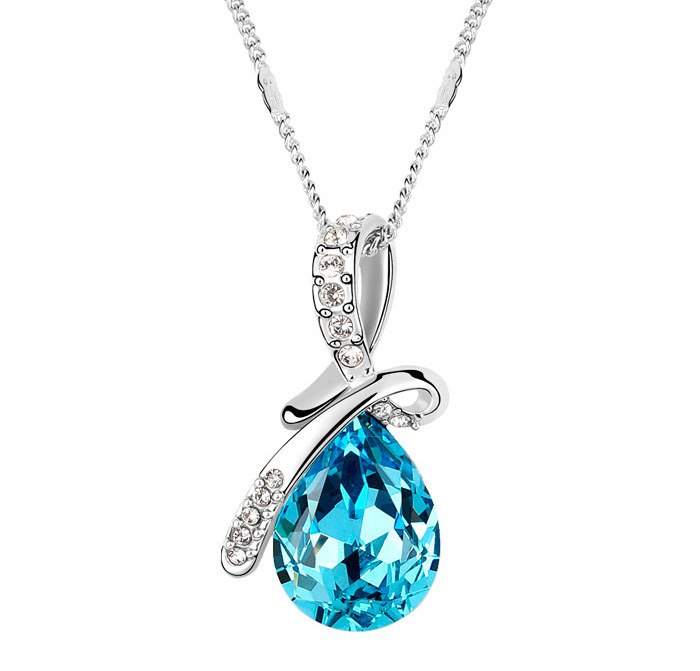 Necklace,Swarovski Necklace,Light Blue Necklace,wedding Necklace ( 32mm