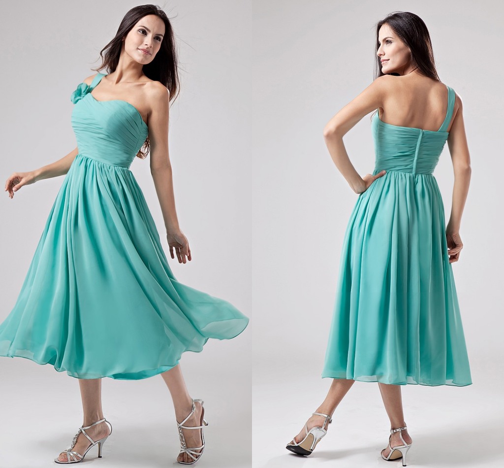 Bridesmaid Dress, Baby Blue Bridesmaid Dress, Chiffon Bridesmaid Dress, Oneshoulder Bridesmaid