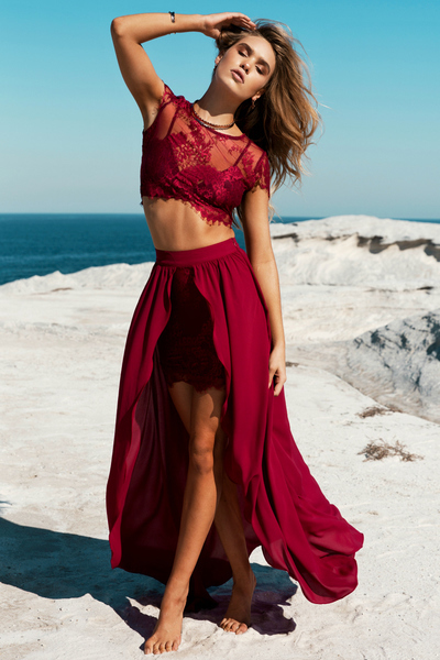 burgundy 2 piece outfit